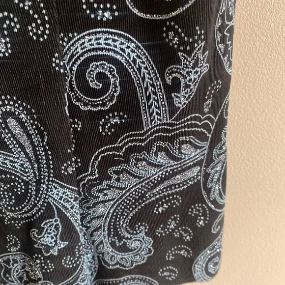Vintage Alex Evening Top Women Large Black Sparkly Paisley Tank‎ Camisole Whimsy - Picture 5 of 7